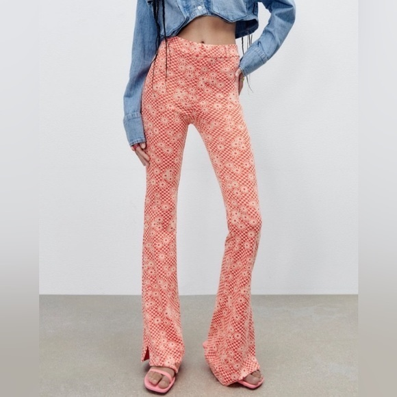 Zara Pants - ZARA FLORAL FLARE COTTON PANTS